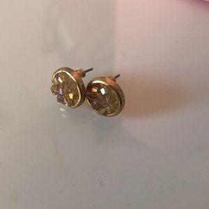 Brown druzy stud earrings